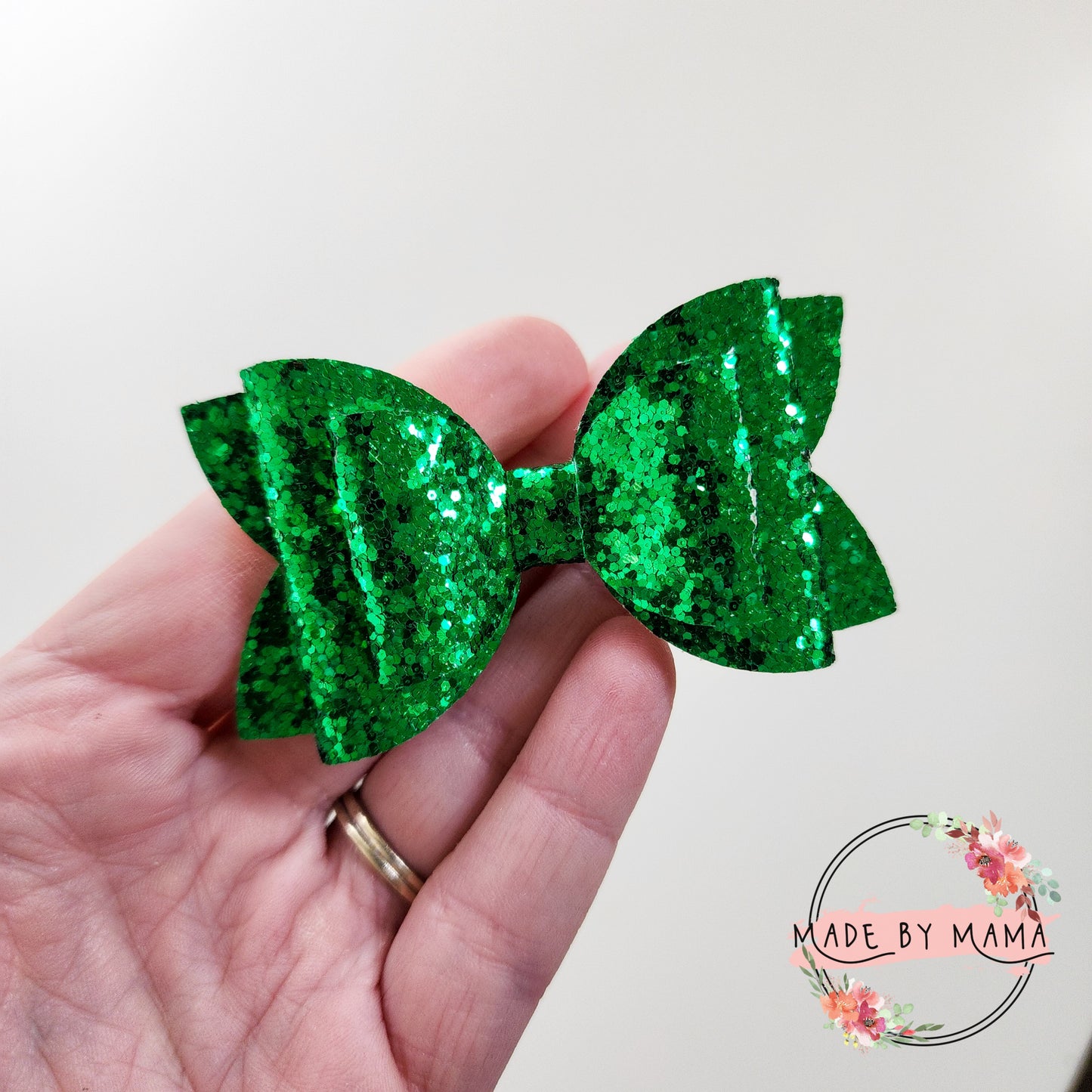 Green Glitter Bow