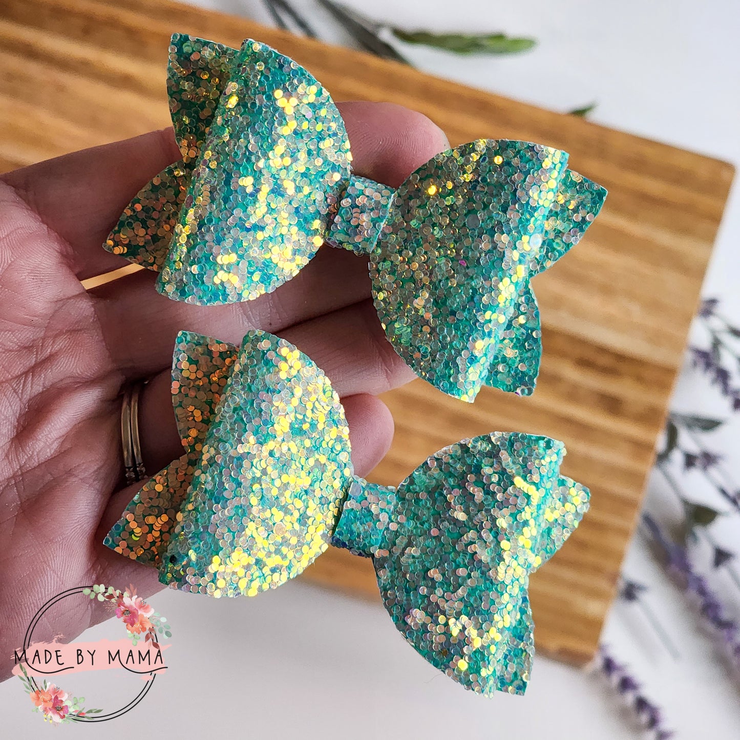 Iridescent Green Glitter Piggie Set