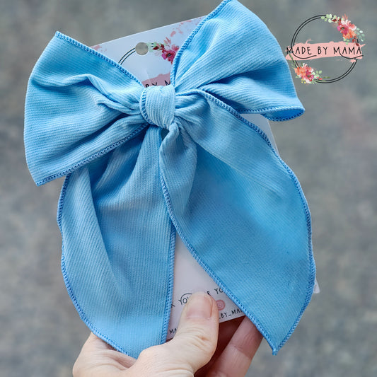 Light Blue Corduroy Handtied Bow