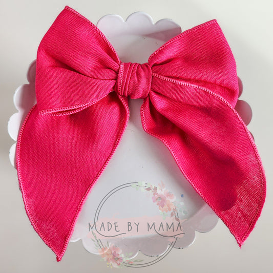Solid Hot Pink Handtied Bow