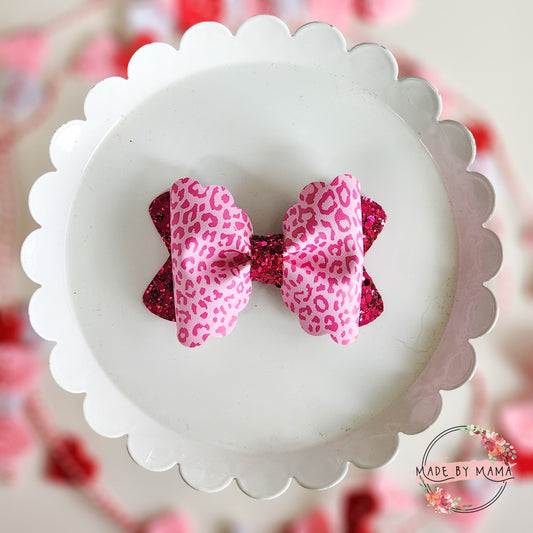 Pretty Pink Cheetah Bow