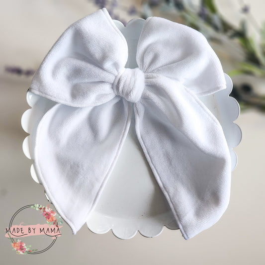White Velvet Handtied Bow