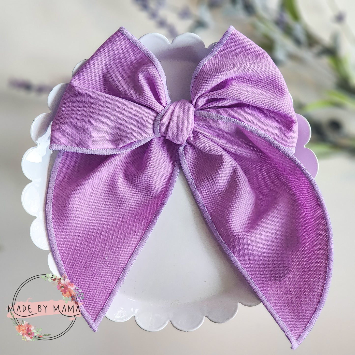 Lavender Linen Handtied Bow