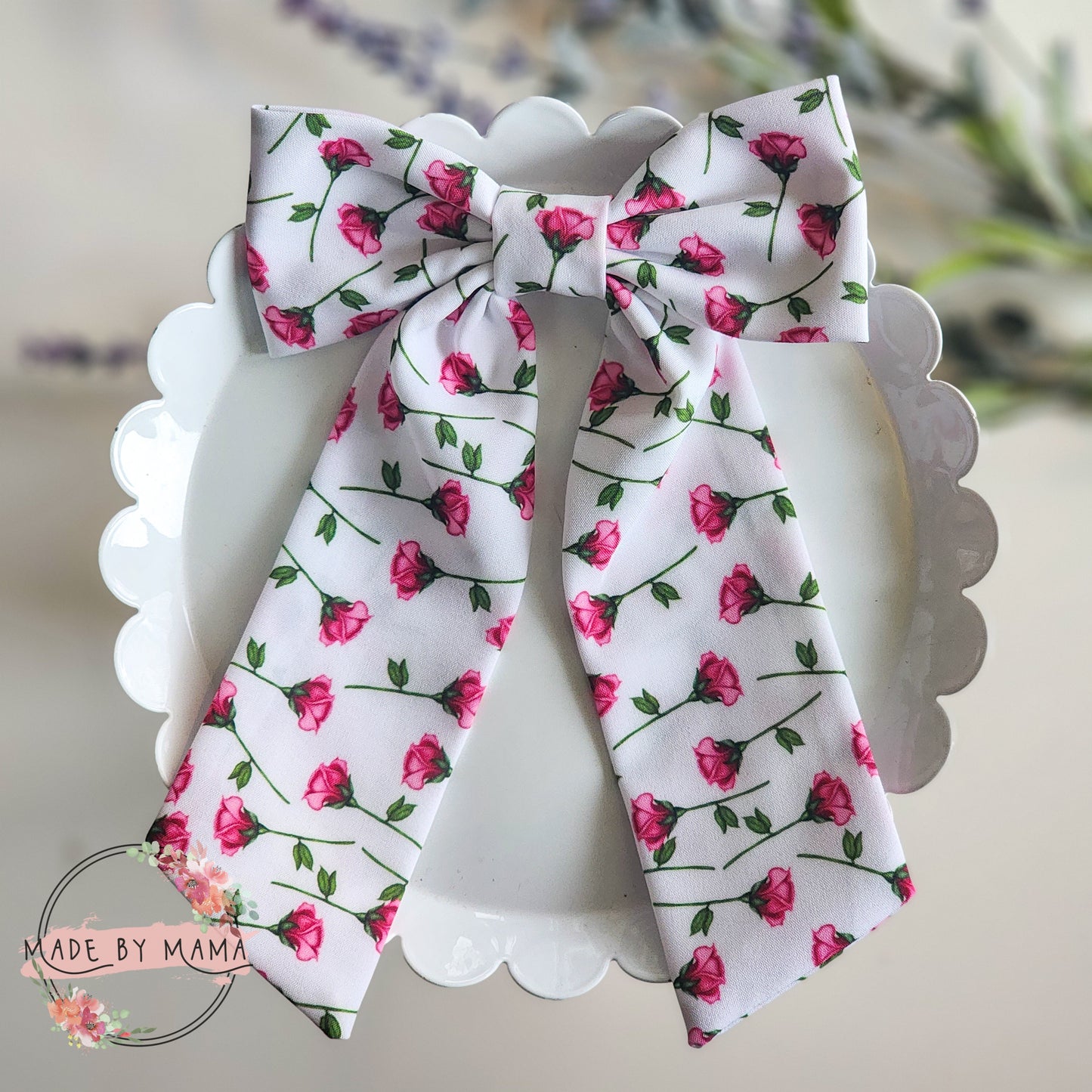 Dainty Floral Long Tail Bow