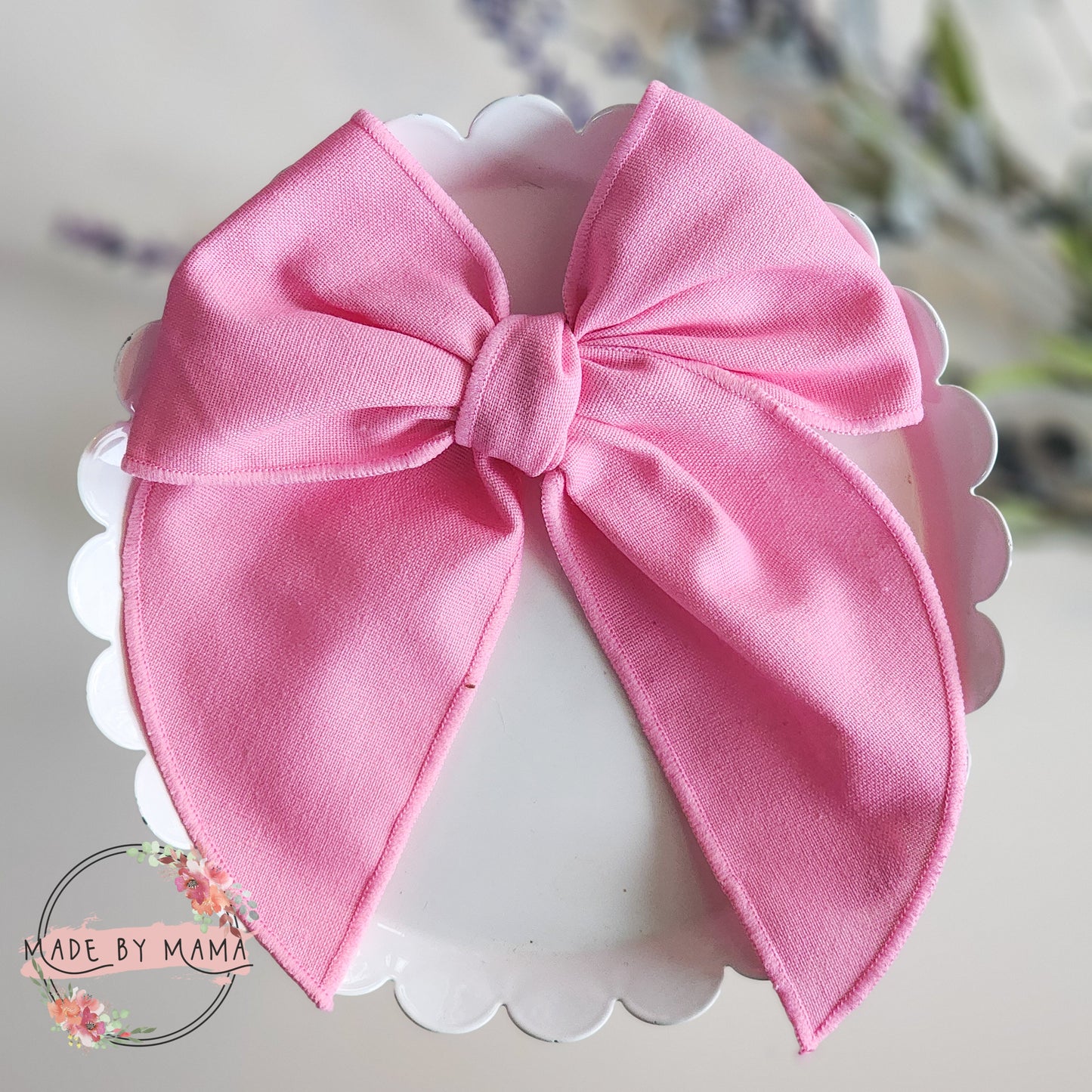 Light Pink Linen Handtied Bow