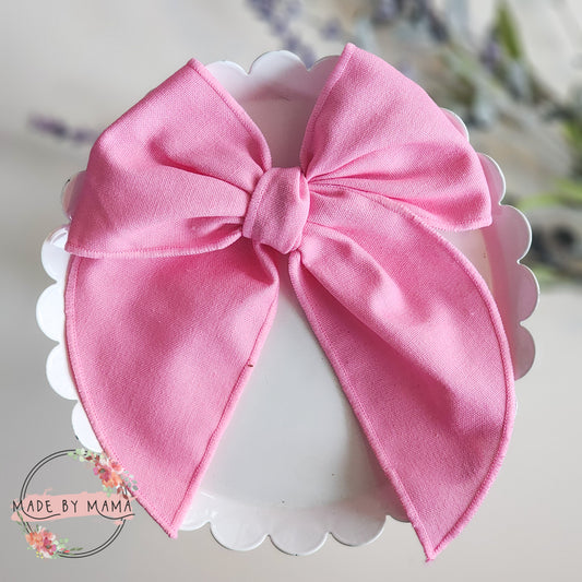 Light Pink Linen Handtied Bow