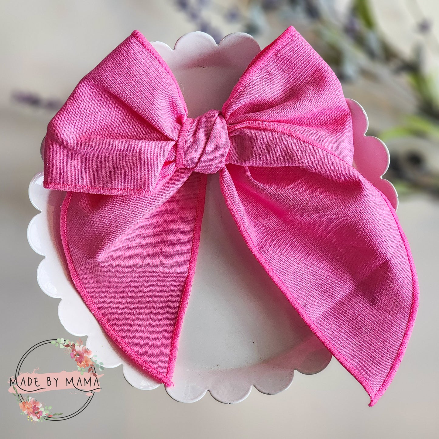 Pink Linen Handtied Bow