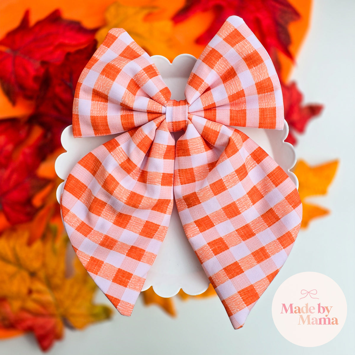 Orange Plaid Coquette Bow