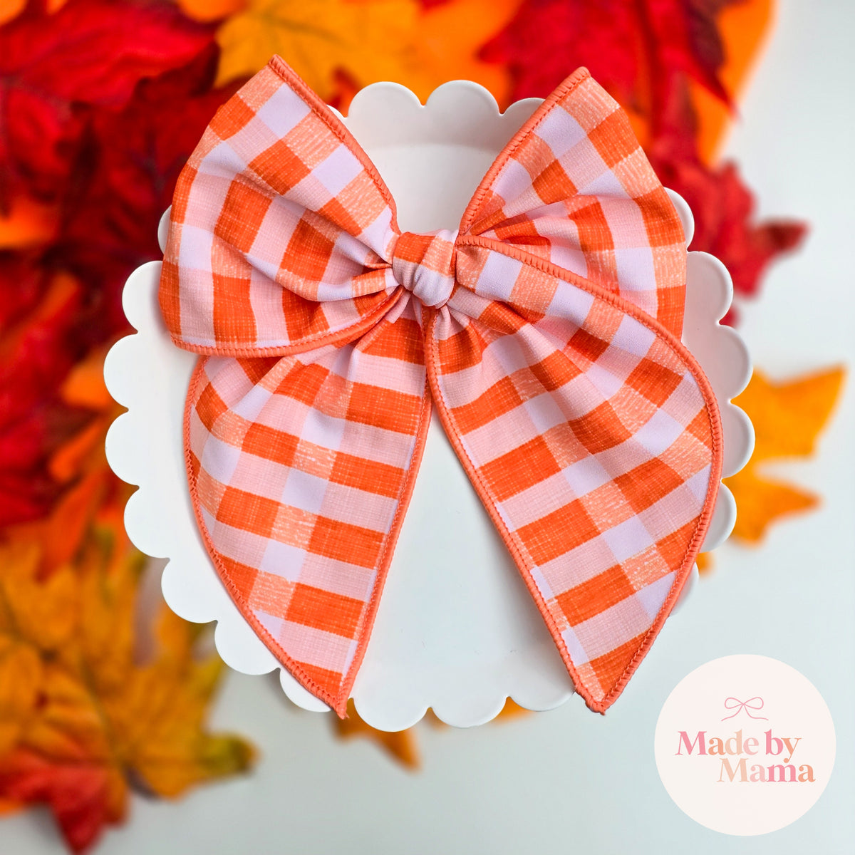 Orange Plaid Fable Bow