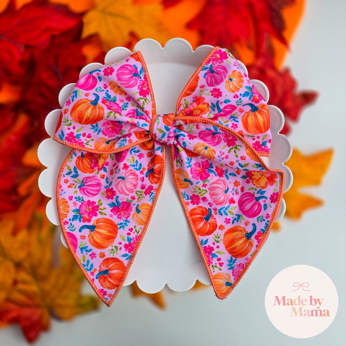 Pretty in Pink Pumpkins Fable Bow