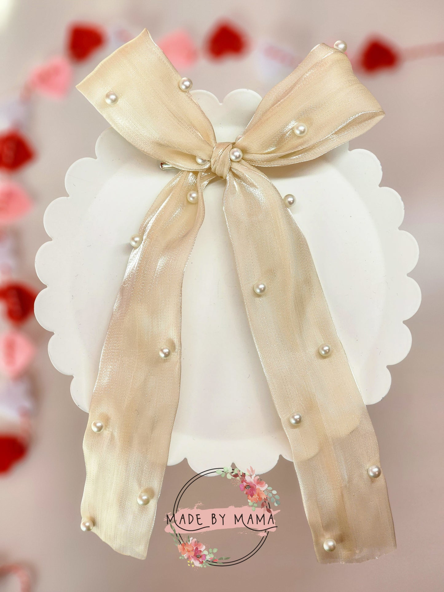 Ivory Pearled Handtied Bow