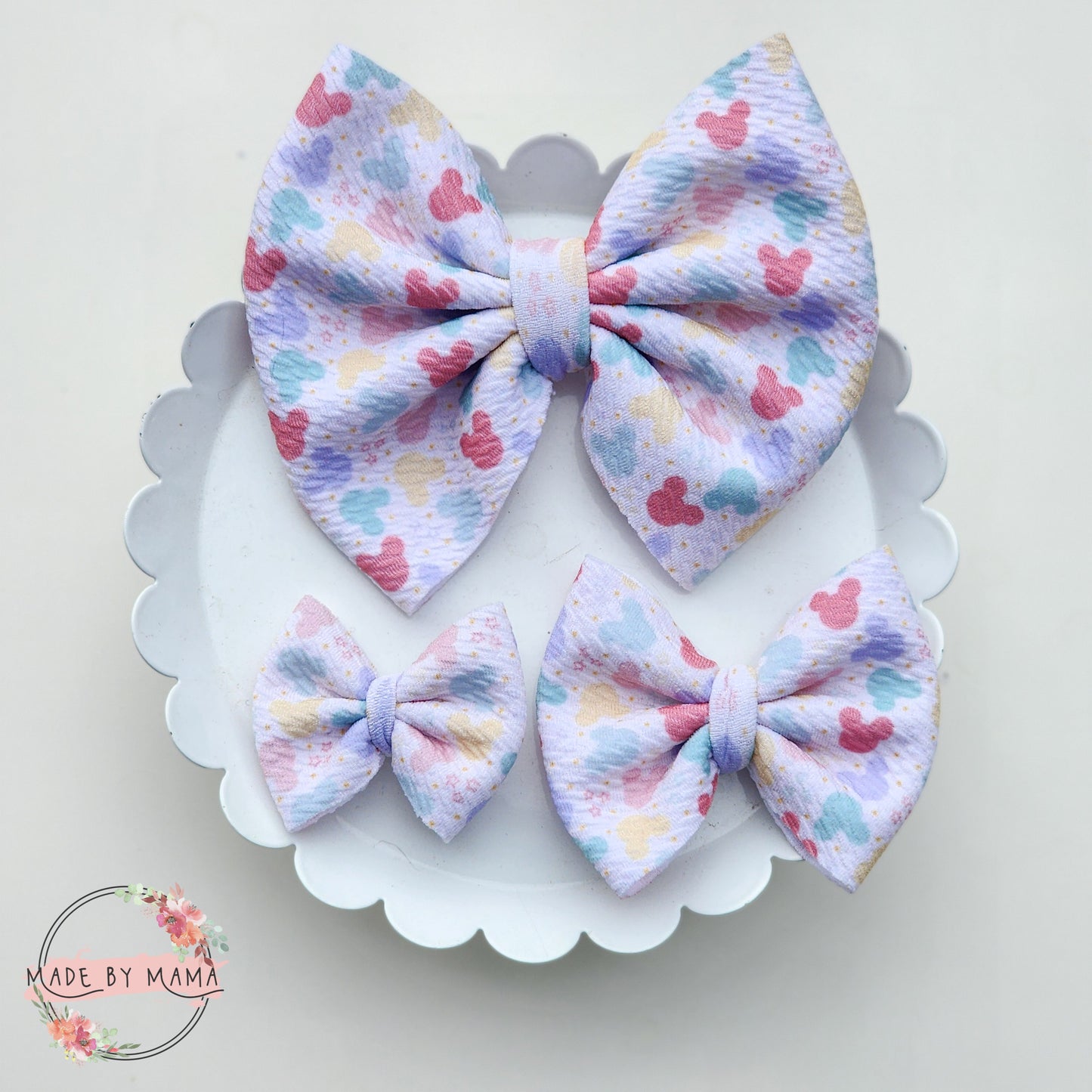 Pastel Mouse Heads Bullet Bow