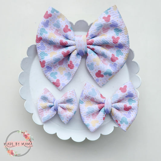 Pastel Mouse Heads Bullet Bow