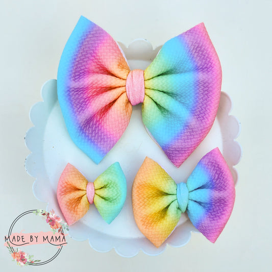 Vibrant Rainbow Ombre Bullet Bow
