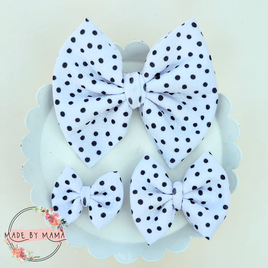 Black Polka Dot Bullet Bow