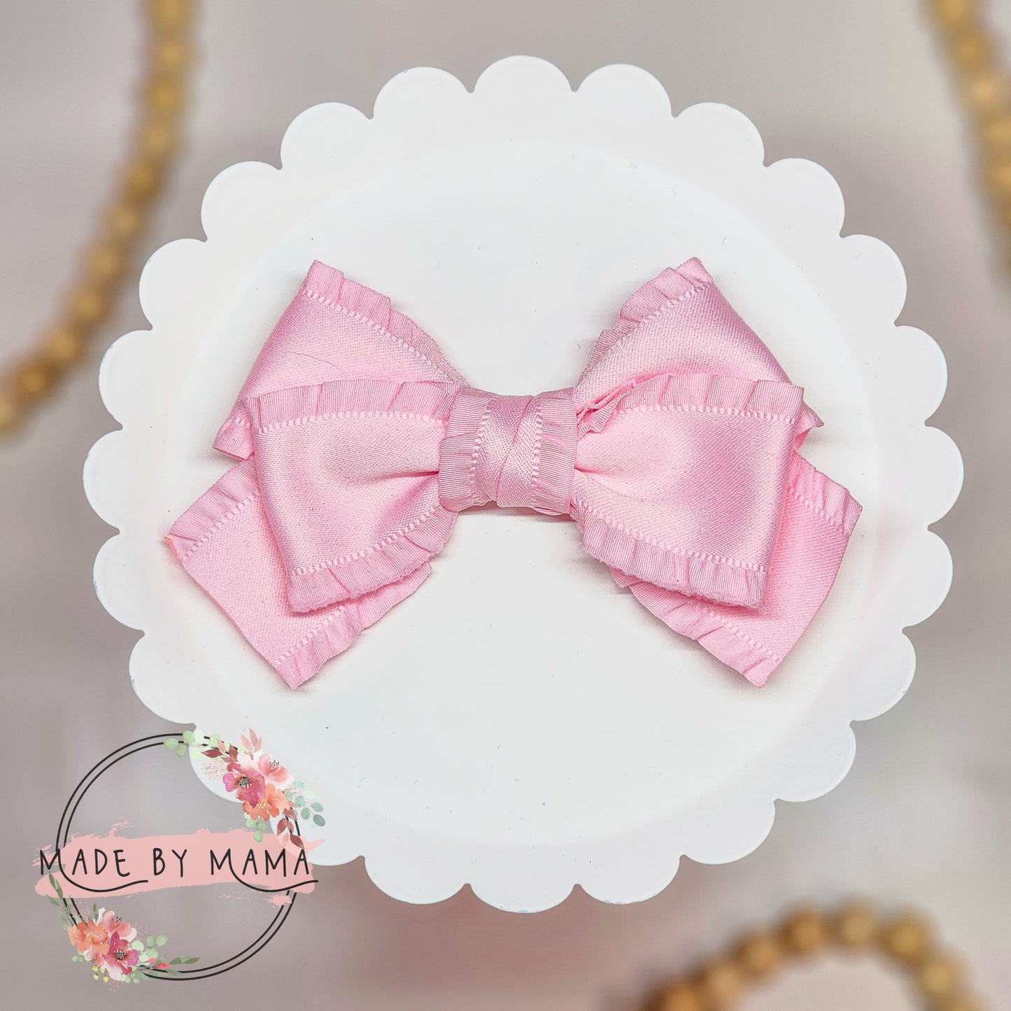 Pink Ruffled Handtied Bow