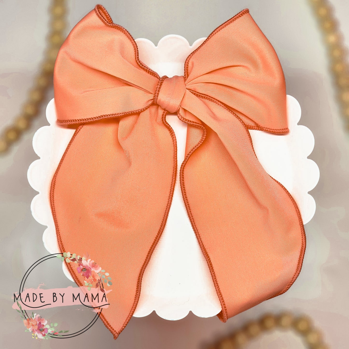 Neon Coral Handtied Bow