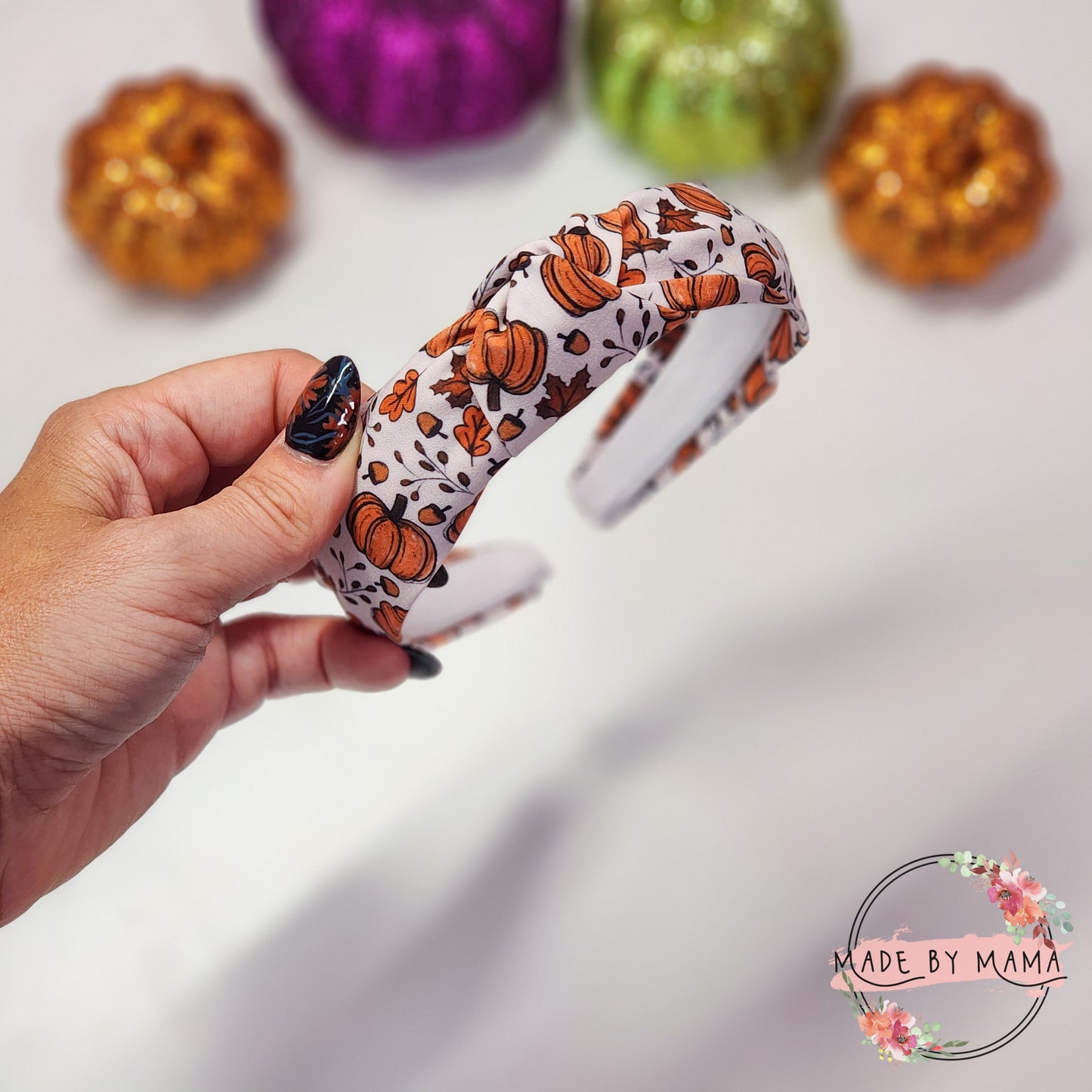 Fall Time Pumpkins Top Knot Headband