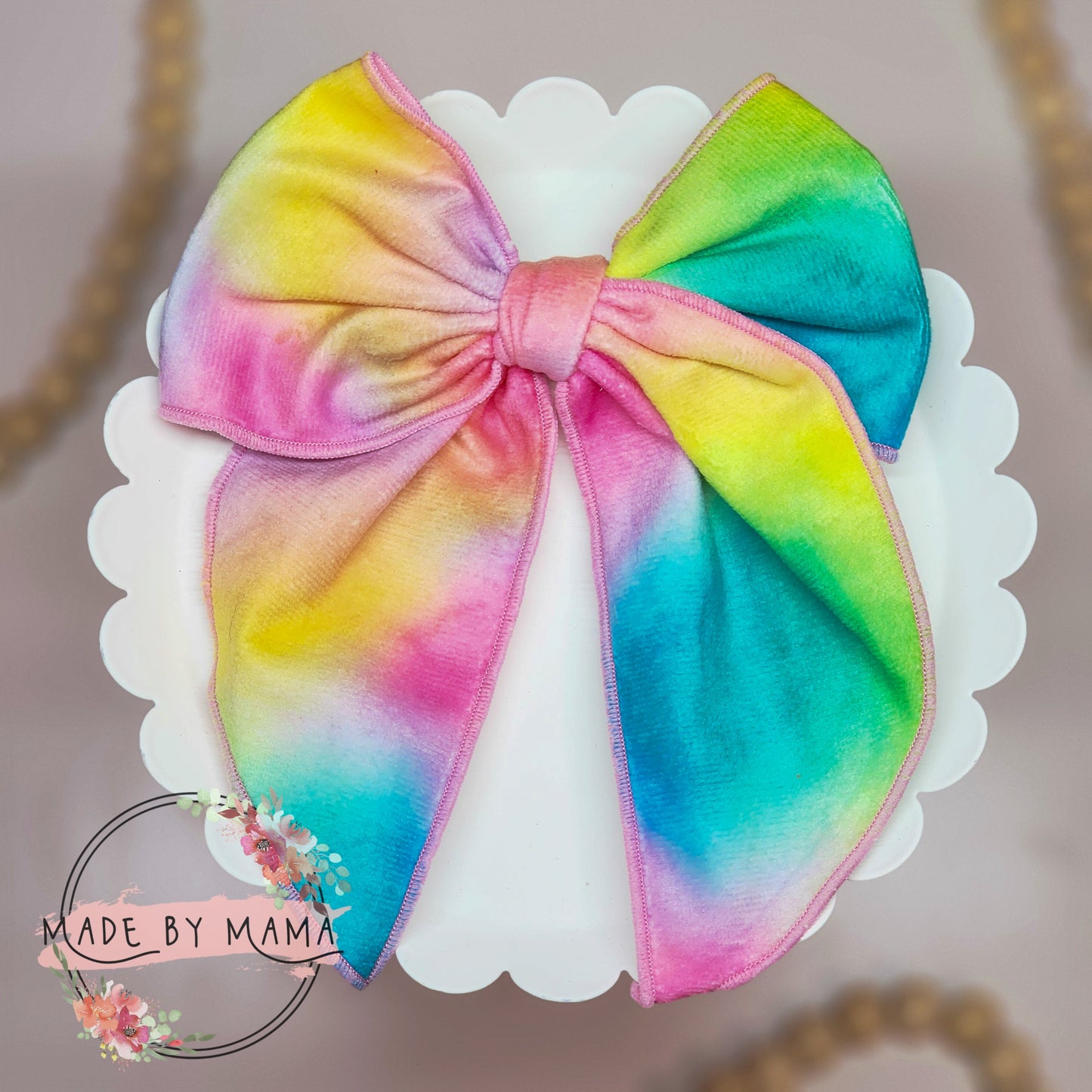 Rainbow Ombre Velvet Handtied Bow