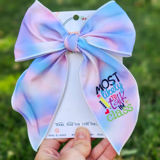 Most Likely to Talk Handtied Bow