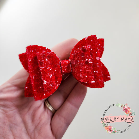 Cherry Red Glitter Bow