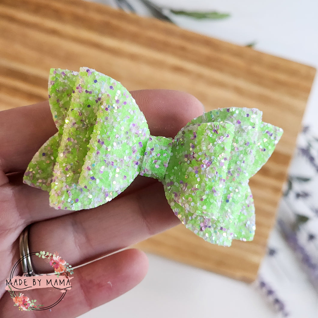 Lime Glitter Bow