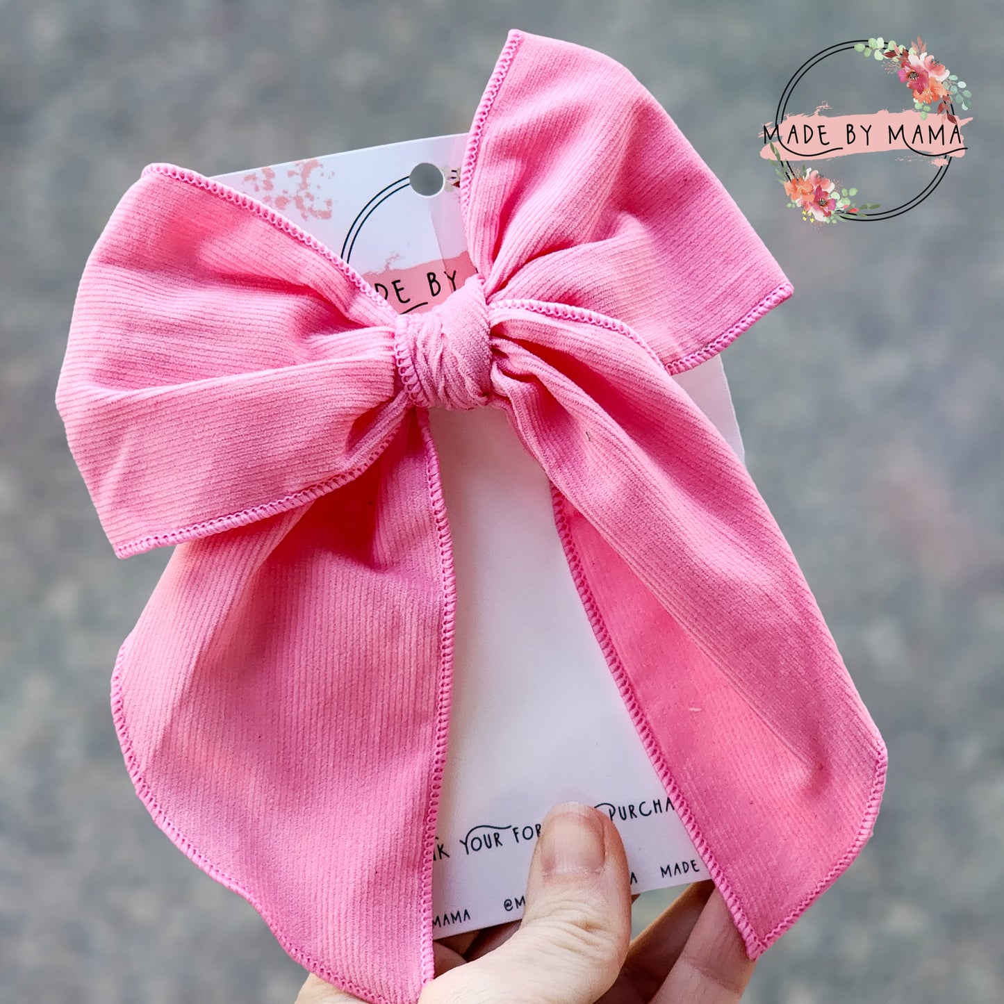 Pink Corduroy Handtied Bow