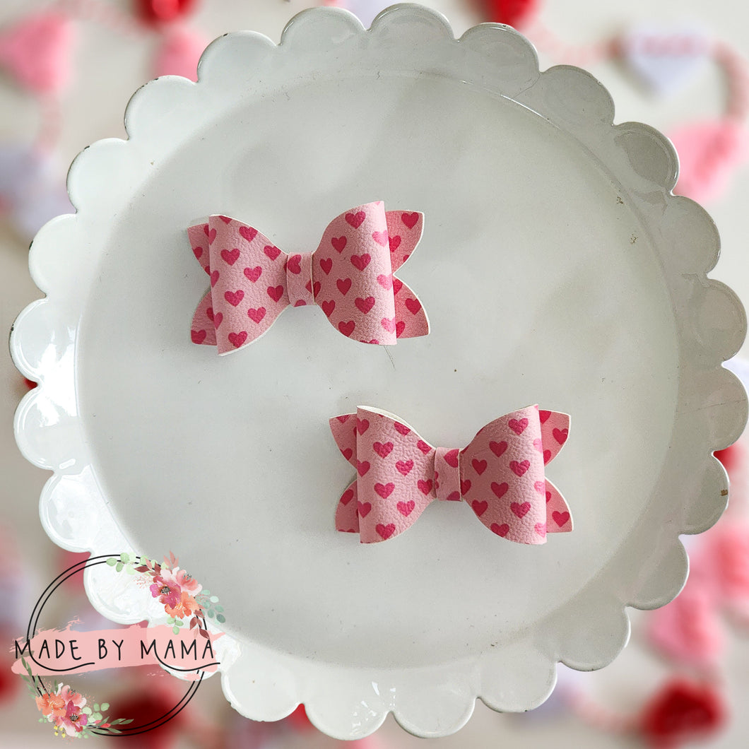 Dainty Pink Hearts Bow