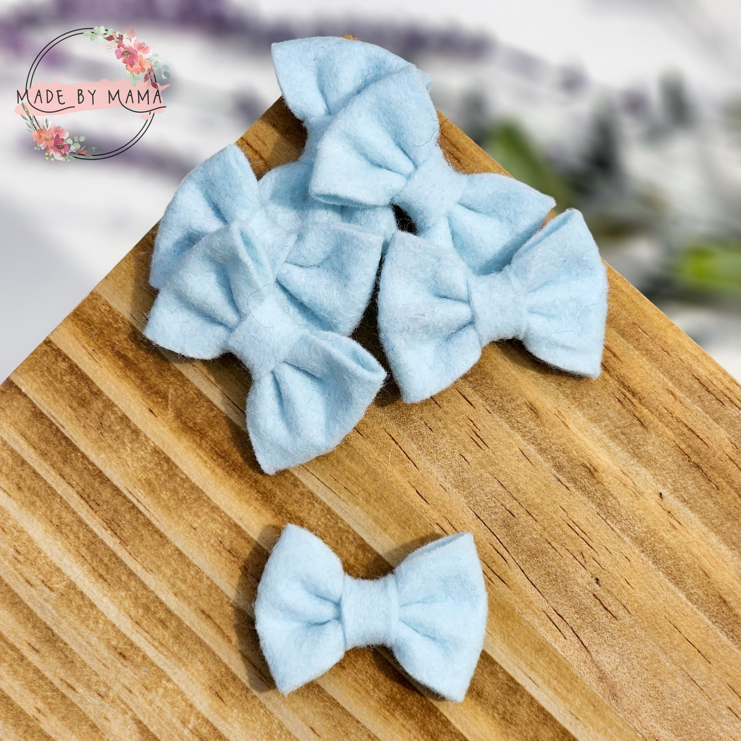 Blue Snow Felt Bow