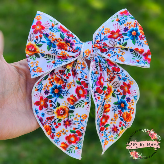 Floral Embroidered Handtied Bow