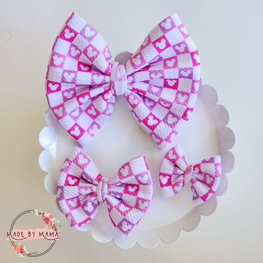 Pink Checkered Mouse Bullet Bow