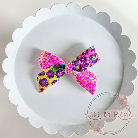 Neon Leopard Print Bow