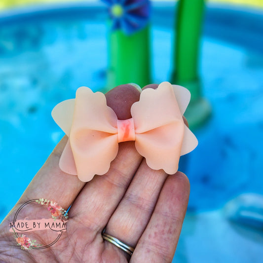 Small Peach Pool Bow - WATERPROOF