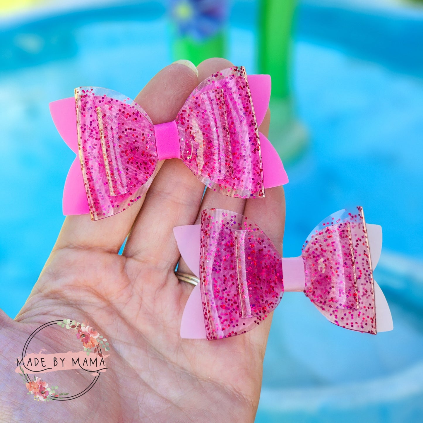 Pink Sparkle Pool Bow - WATERPROOF