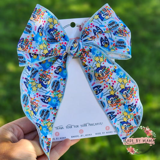 Birthday Dogs Blue Handtied Bow