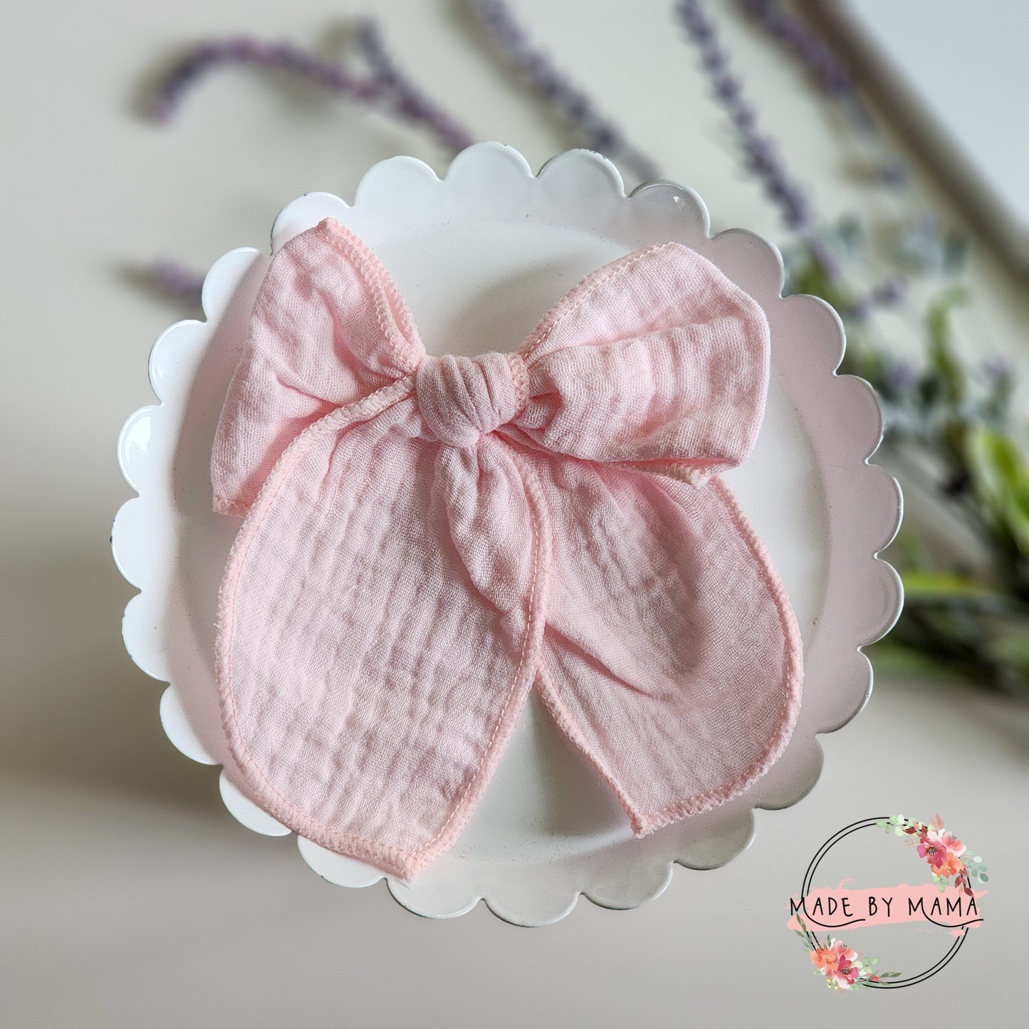 Pink Muslin Handtied Bow