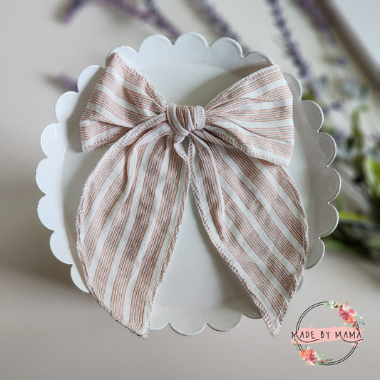 Light Pink Pin Stripe Handtied Bow