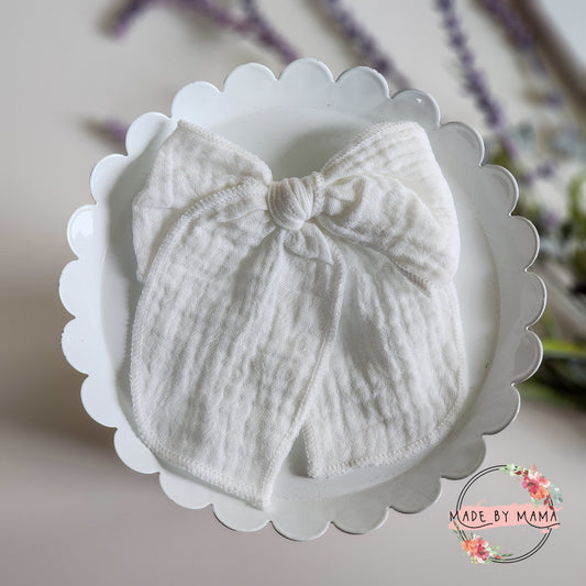 White Muslin Handtied Bow