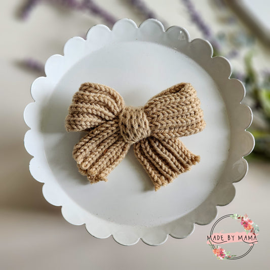 Khaki Sweater Handtied Bow