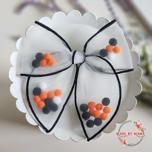 Halloween Pom Pom Handtied Bow