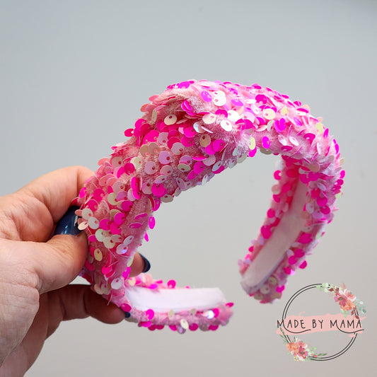 Pink Sequin Top Knot Headband