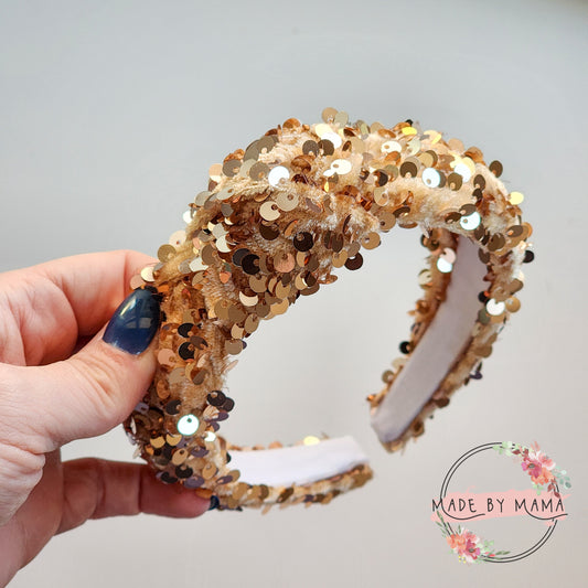 Gold Sequin Top Knot Headband