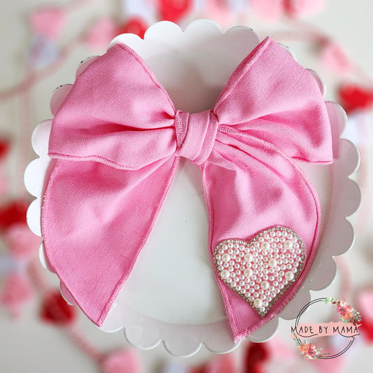 Pink w/ Heart Handtied Bow