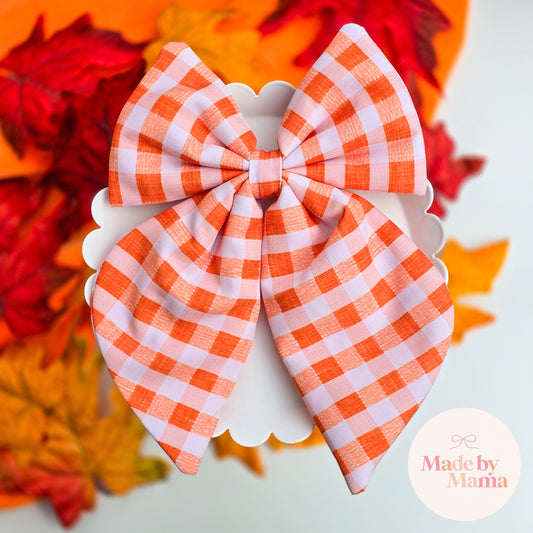 Orange Plaid Coquette Bow