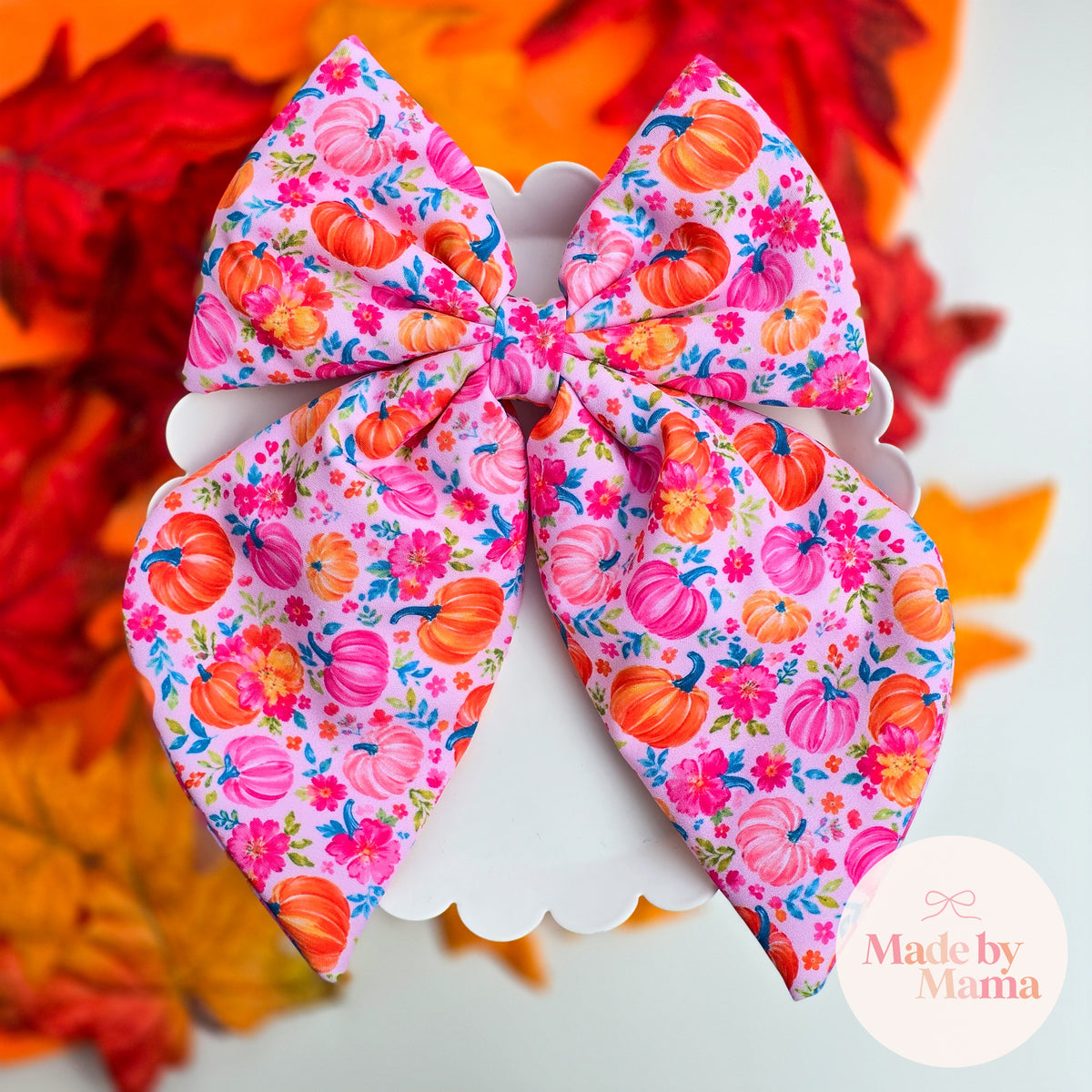 Pretty in Pink Pumpkins Coquette Bow