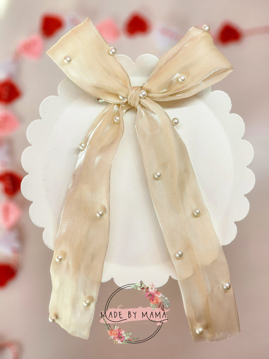 Ivory Pearled Handtied Bow