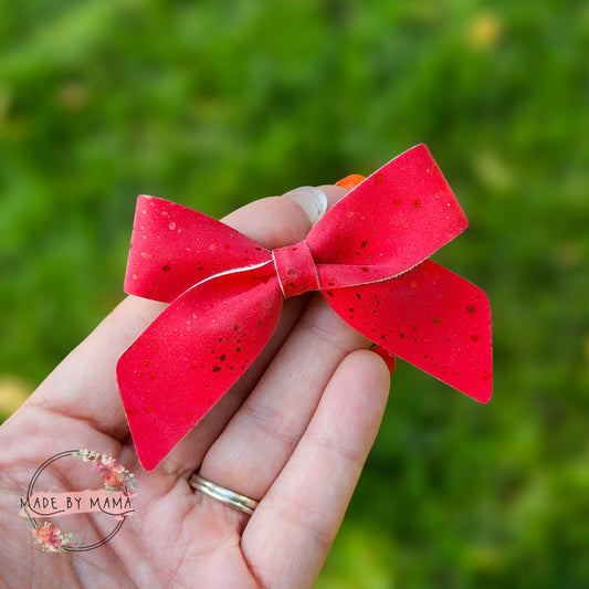 Faux Suede Red Bow