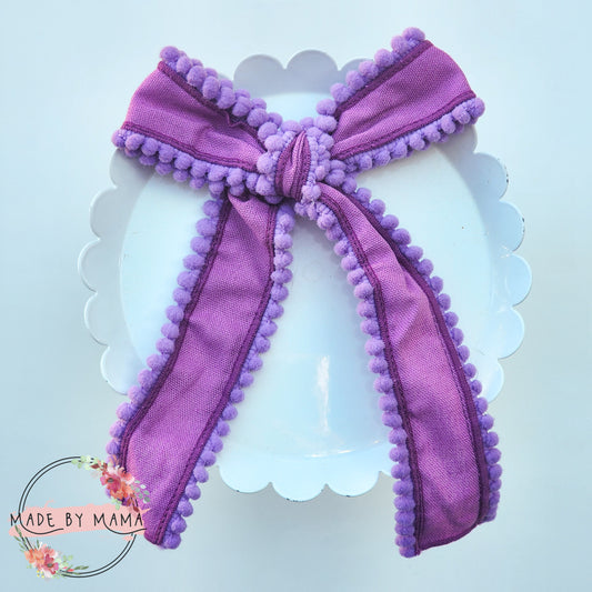 Purple Long Tail Handtied Bow