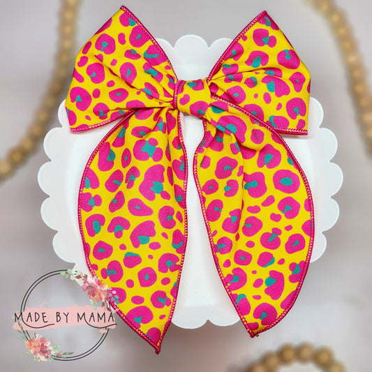 Tropical Leopard Handtied Bow