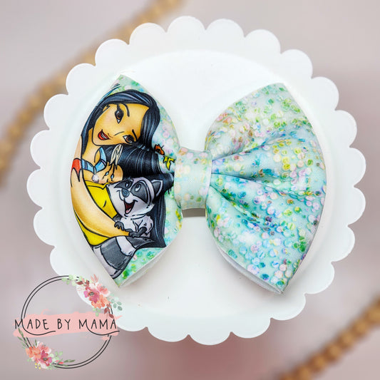 Native American Princess Glitter Scuba Bow